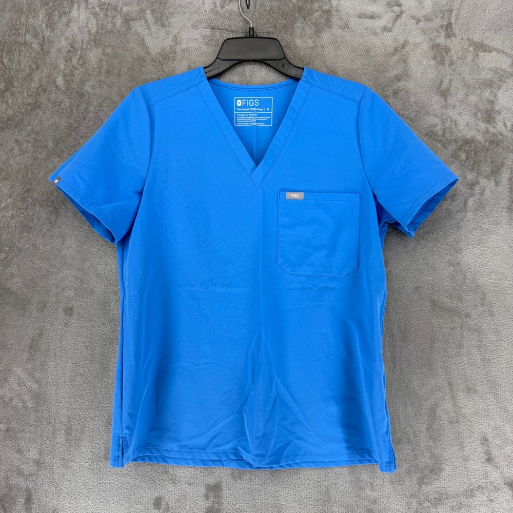 FIGS Scrub Top Womens M FW1000 Technical Collection Blue V-Neck EUC